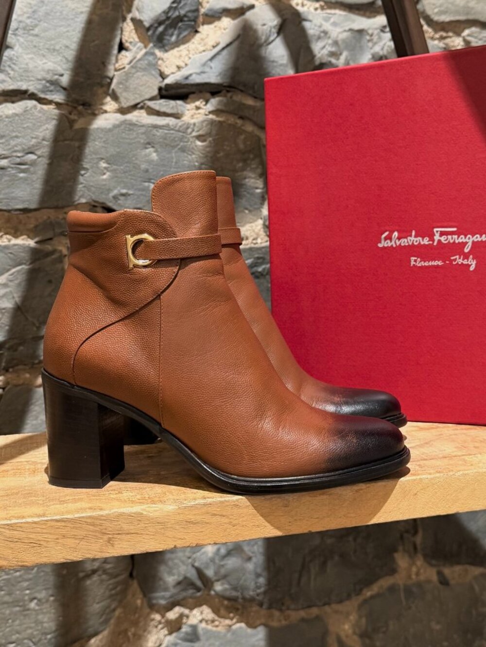 Salvatore Ferragamo Brown Gradient Florian Heeled Ankle Boots